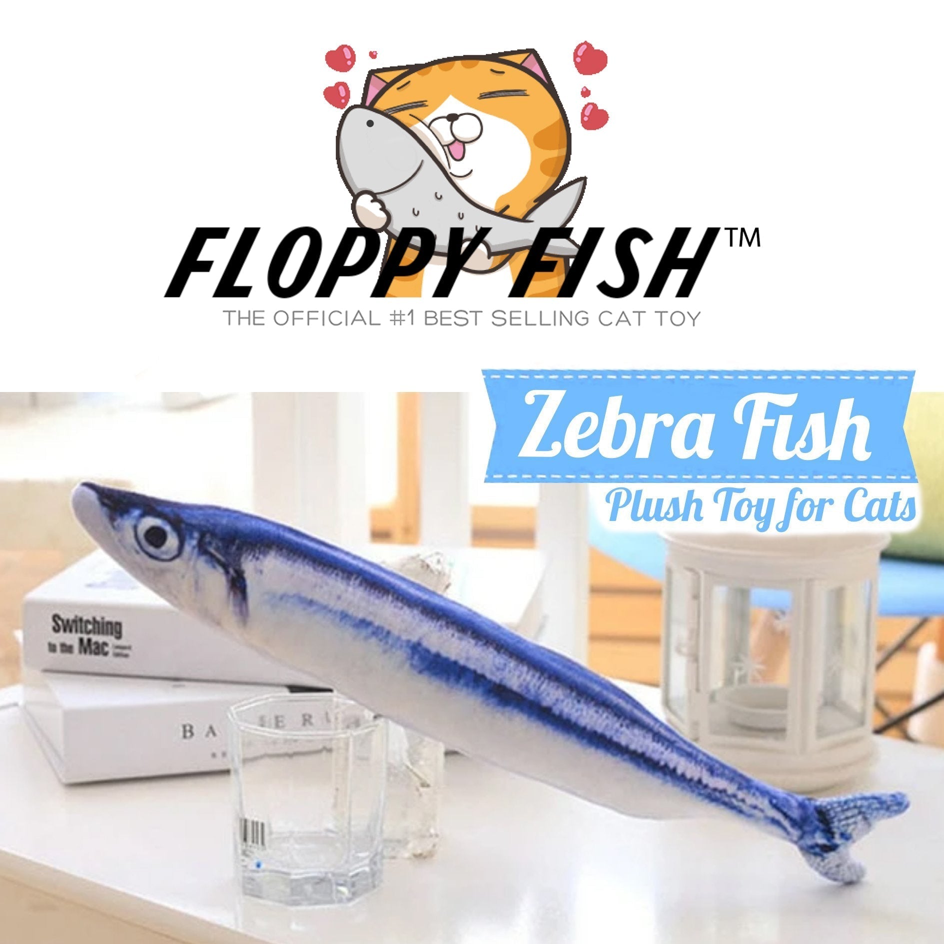 Floppy Fish Original Plush Zebra Fish Cat Toy